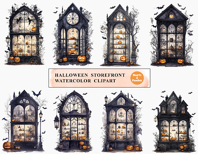 Free Halloween Storefront Watercolor Clipart Bundle clipart creepy storefront design digital art digital download graphic design halloween halloween bundle halloween shop window halloween store halloween storefront haunted shop illustration png spooky decorations store front store window watercolor watercolor halloween shop window window display