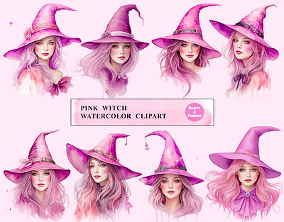 Free Halloween Pink Witch, Watercolor Clipart clipart cute pink witch design digital art digital download glamarous pink witch gorgeous pink witch graphic design illustration magical pink pastel witch pink pink clipart pink halloween witch pink witch pink witch watercolour clipart png watercolor whimsical witches