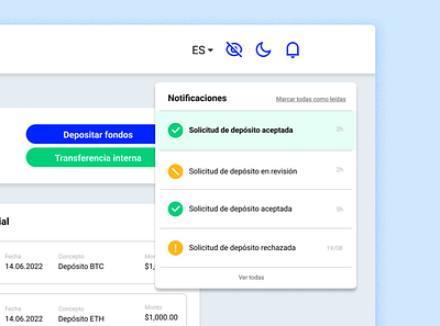 Dashboard - Notifications design icons interface modal notifications ui