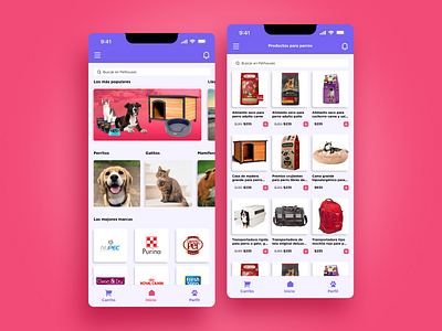 Mobile App - Pets ecommerce app design ecommerce interface mobile pets shop ui