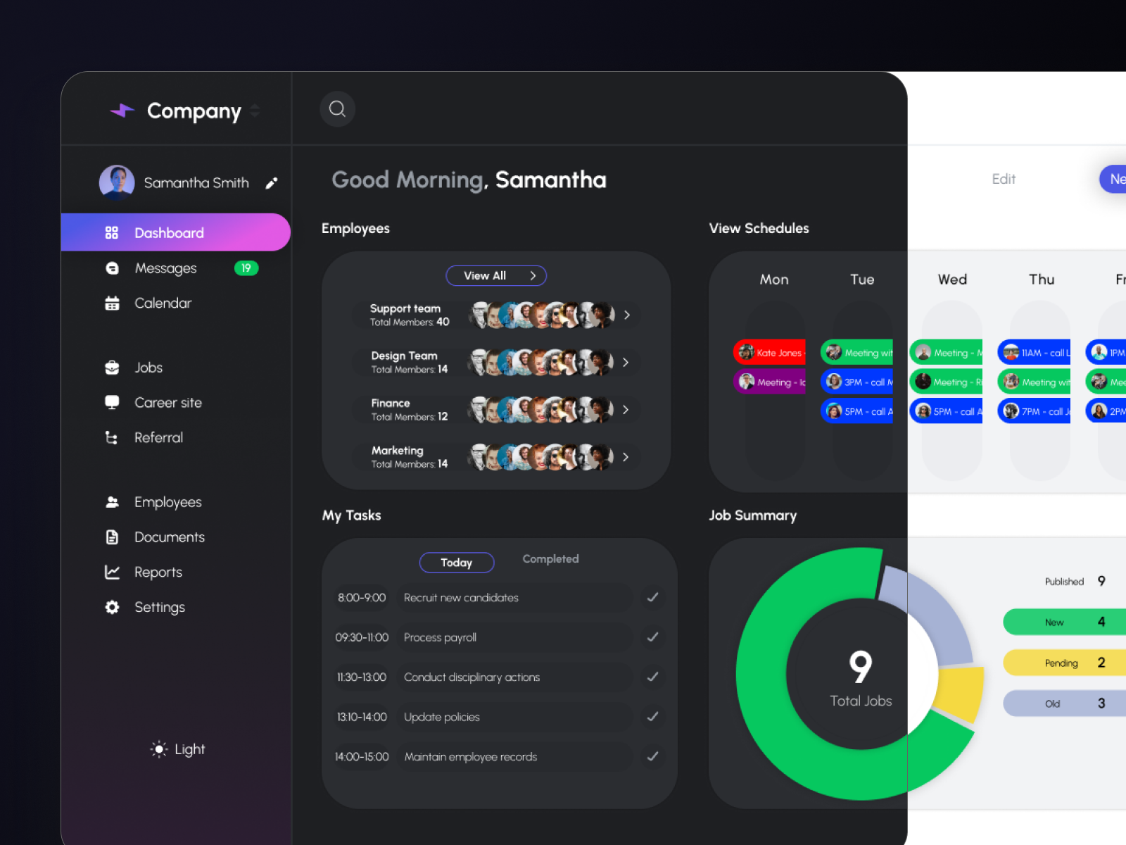HR dashboard browser crm dark dashboard hr dashboard hrms human management product saas slick ui ux website