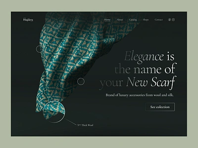 Hajdera - Day 24 30daysofweb brand circle design design challenge desktop elegance elegant figma green luxury scarf shadow silk tirkiz ui web wool