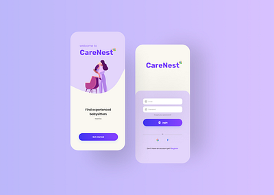 CareNest: A New Way to Find and Hire Babysitters Online! app dailyui design figma logo typography ui ux vector