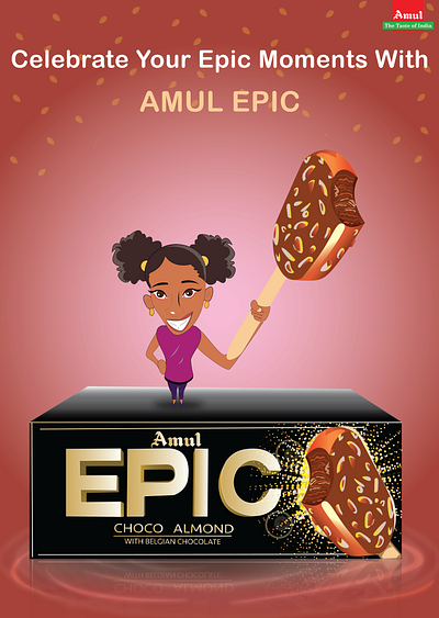 Amul epic Ice-cream poster ad branding design graphic design illustration poster