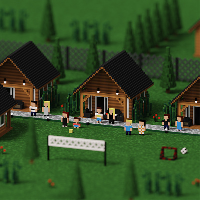 Postcard from F 3d isometric lowpoly magicavoxel voxel