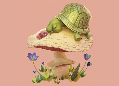 Turtle Power (nap) 3d blender illustration mushroom turtle