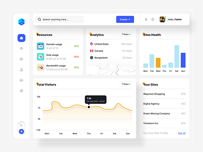 Hosting admin panel UI Design 3d admin panel branding chart clean crypto dashboard design graphic design hosting hosting dashboard product design saas saasui ui ux