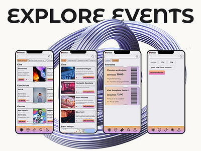 App for searching Events in Latin America 3d app design event mobile typography ui ux