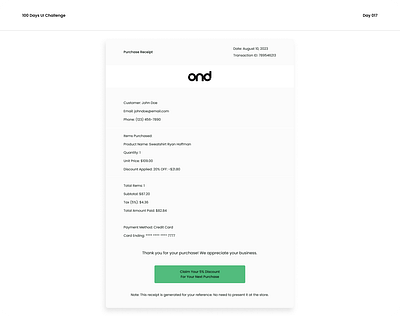 #DailyUI - Day 17 dailyui figma purchase receipt ui