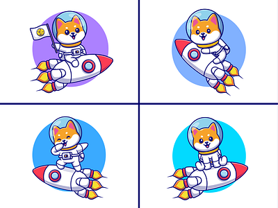 Shiba Inu Rocket🐕🚀 animals astronaut cute dog driver fire flag flying helmet icon illustration japan logo moon pet rocket shiba inu space swag transportation