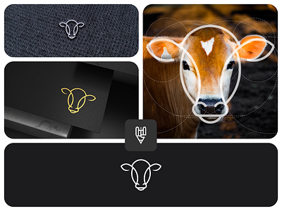 Cow Logo Design animal app branding brandmark cow design flat golden ratio graphic design grid logo icon illustration line art logo vector