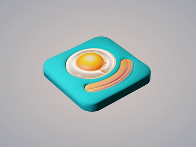 smile, there's food 3d icon app icon egg food icon plugin vector illustration