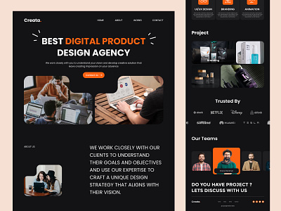 Creata - Creative Design Agency Landing Page agency agency landing page agency website digital agency landing page modern website ui ux web design webpage website