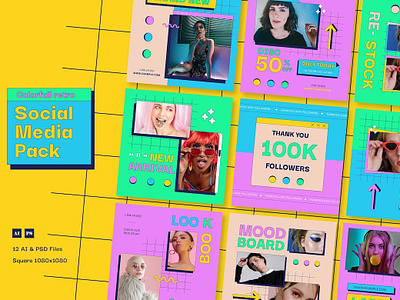 Colorfull Retro Sale Instagram Post Template branding instagram instagram banner instagram post instagram post template instagram posts instagram posts template instagram stories instagram stories template instagram story instagram story template instagram template instagram templates social media social media banner social media pack social media templates socialmedia stories ui