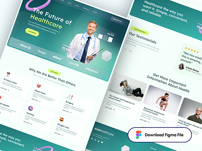 Landinge Page - Eiza Healthcare business design desktop doctor web glassmorphism healthcare landing page mobile ui ui kit