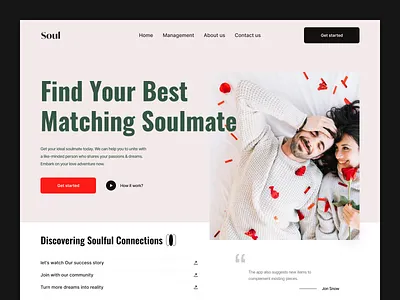 Matrimony service provider - Website clean design find soulmate graphic design landingpage ui uiu visualdesign webdesign website