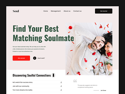 Matrimony service provider - Website clean design find soulmate graphic design landingpage ui uiu visualdesign webdesign website