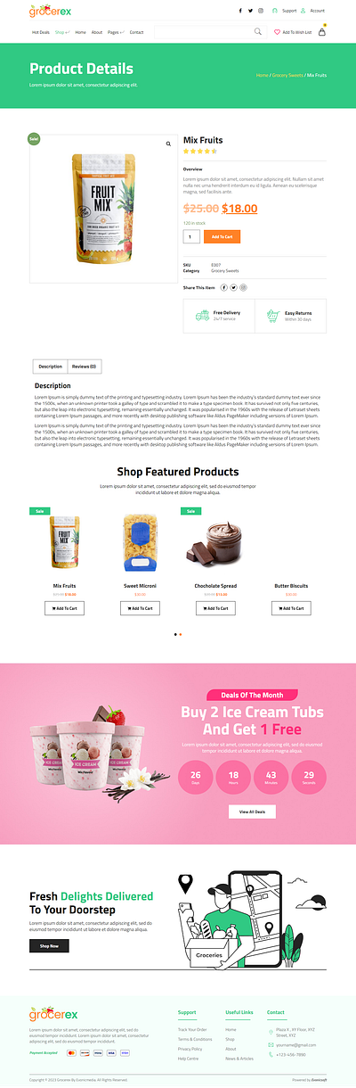 Product detail section of Grocery Store Elementor Template kit branding business delivery design design idea food food delivery graphic design grocery illustration logo online store store ui ux vector website