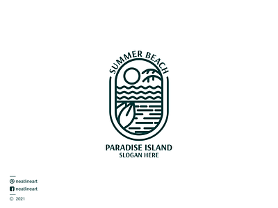 Summer Beach Line Logo art branding design graphic design illustration lineart logo neatlineart ui vector
