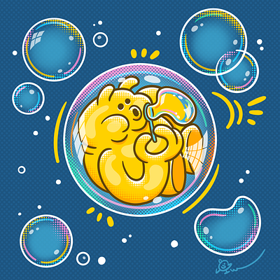 Bubble Space - Creative Yellow bubble character cute illustration procreate