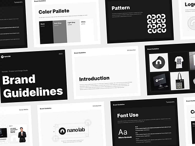 Nano Lab - Brand Guidelines agency animation brand guidelines brand identity branding design graphic design illustration landing page logo studio ui vector web design website