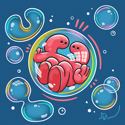 Bubble Space - Self-Talk Red bubble character cute illustration procreate