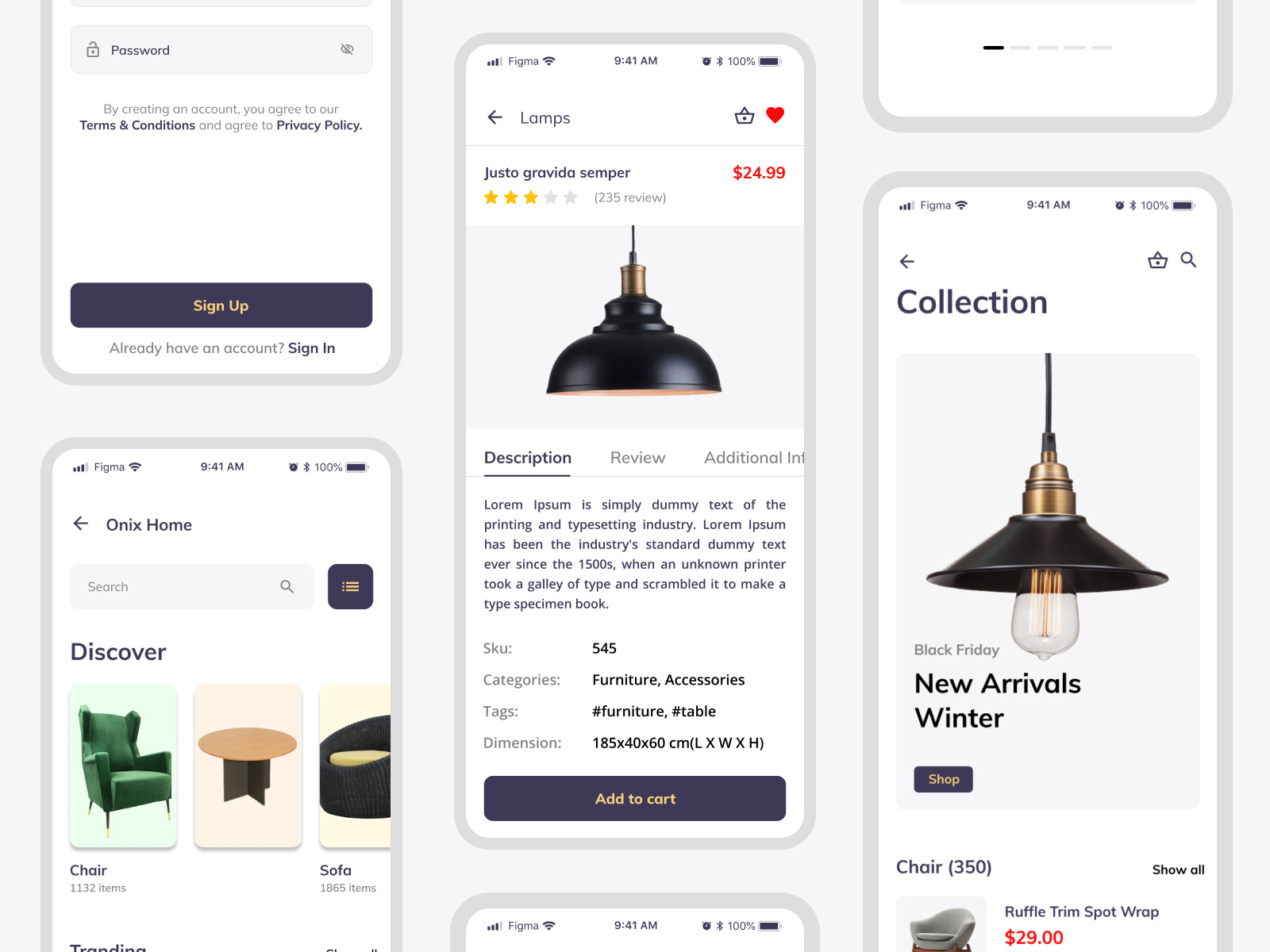 Online Furniture Shopping Mobile App UI by Kaushal Bodar on Dribbble