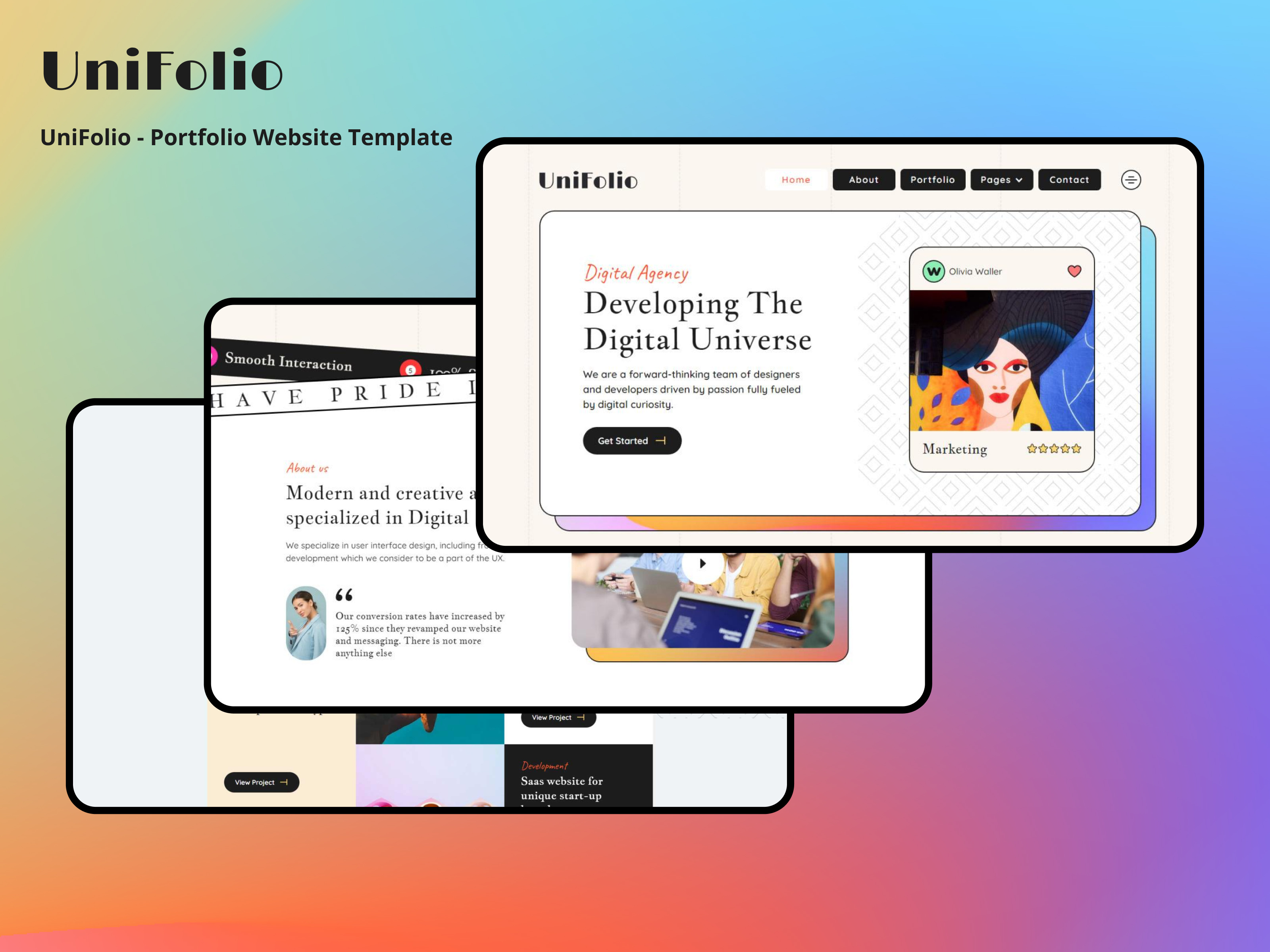 UniFolio - Best Agency Portfolio Website Template Design branding business community creative website design digital agency freelancer portfolio illustration logo portfolio website small business startup template ui uiux designer web designer web template webflow website website builders
