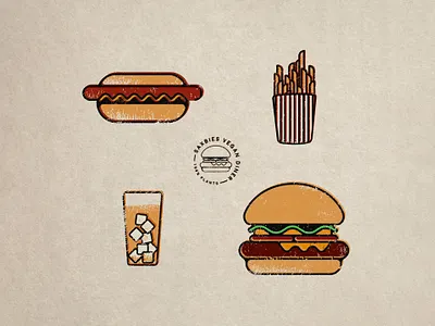 Saxbies Diner Brand/Illustrations badge branding burger design diner graphic design hotdog icon illustration illustrator lineart logo