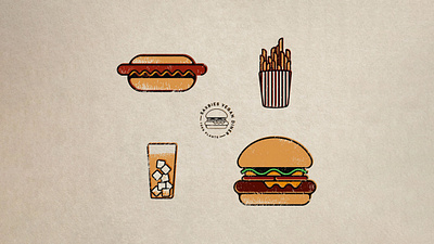 Saxbies Diner Brand/Illustrations badge branding burger design diner graphic design hotdog icon illustration illustrator lineart logo
