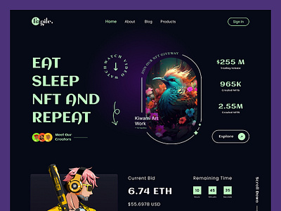 Fragile® – NFT Marketplace Website clean coin crypto dark theme landing page minimal nft app nft market nft market app nft marketplace nft ui kit nft web design nft website ui ui design user interface ux ux design web design