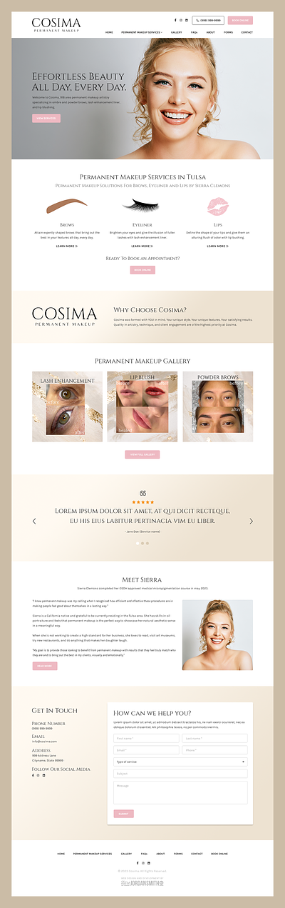 Cosima Permanent Makeup // Web Design beauty brows health lashes lips makeup web design