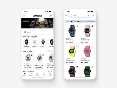 Casio e-commerce app casio catalog design digital watch e commerce g shock mobile app mobile ui shop shopping ui ui design watch