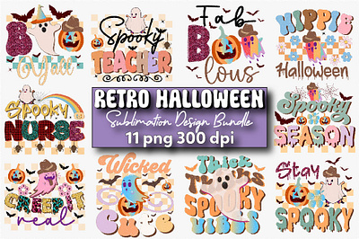 Retro Halloween Sublimation Design Bundle halloween girl