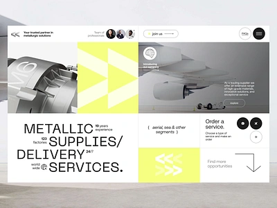 Metallic Suppies Company UI bronze clean construction delivery factory hardware landing page manufacture metal metallurgical engineering metallurgy minimal modern design plant silver supply titanium ui ux web design website