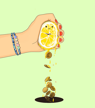 Feelin the Squeeze? - Maths Planner beads bracelet budget cash currency design digital art fruit fruits hand human illustration lemon lemon juice lemons logo maths illustration money nail varnish red nails