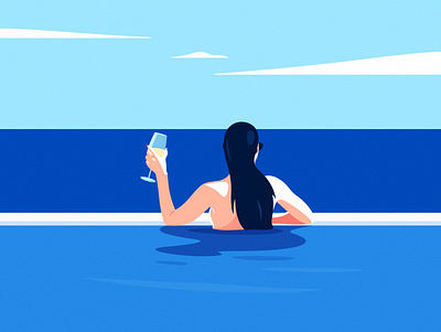 Island Getaway design digitalart drink graphic design illustration island light minimalism ocean pool simplicity summer travel tropical vector wallpaper water woman