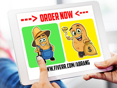 Custom Farm Potato Sticker Packaging abrang avatar branding cartoon character coin bag custom stickers design character dribbble designer fiverr graphic design icon illustration logo mascot object no background order now potato farmer potato sticker rich potato sticker packaging