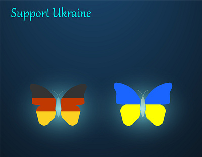 Butterfly in the colors of the flag of Ukraine and Germany. leaflet поддержка украина