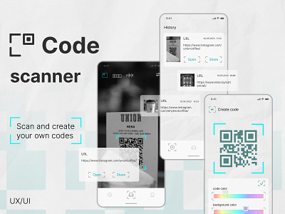 Code scanner app branding design logo ui ux
