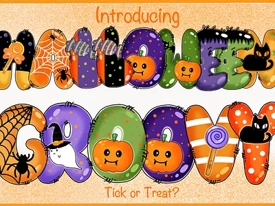 Halloween Groovy a z and number branding colorful cute design fonts graphic design halloween groovy illustration logo ui