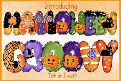 Halloween Groovy a z and number branding colorful cute design fonts graphic design halloween groovy illustration logo ui