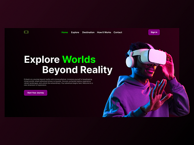 Virtual Reality Hero Section design hero section landing page product design ui uiux design ux virtual reality vr web design webpage website