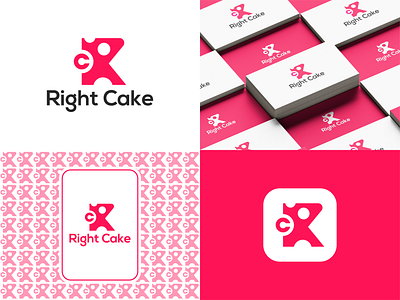 Right Cake Logo Design bakery logo brand identity branding cake logo chocolate logo logo design logo maker logo template muffins right cake sweet cake logo