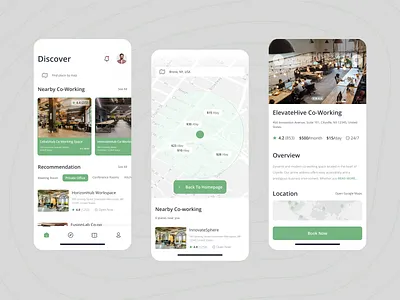 Co-working Space Finder - Mobile App UI app application branding design illustration logo management ui ux webapp