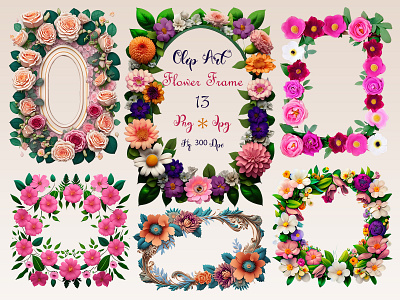 Flower Frame Clip Art Graphic branding design facebook fb cover floral card graphic design hotel trifold brochure ui