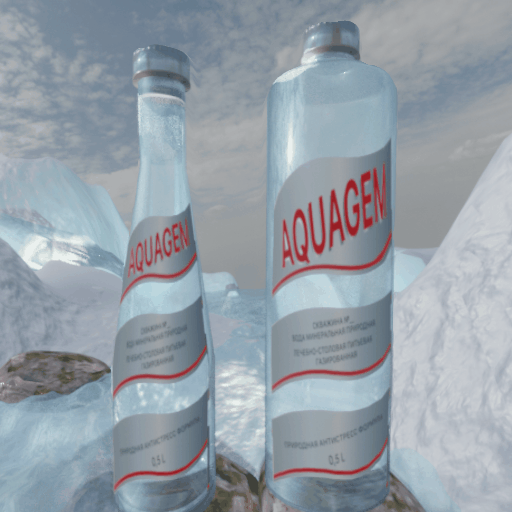 3D model of drinking water and author's label 3d advertising banner concept design illustration logo water