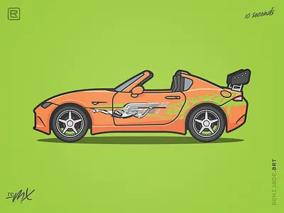 reMX - 10 Seconds 00s 90s car fast film furious illustration japan mazda miata mx5 orange sportscar supra toyota vector