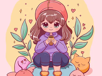 Cute and cozy illustration 🩷 character design design digital art graphic design illustration procreate
