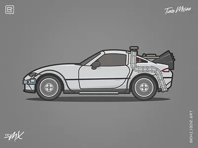 reMX - Time MXine 80s bttf car delorean dmc12 film grey illustration mazda miata movie mx5 silver vector